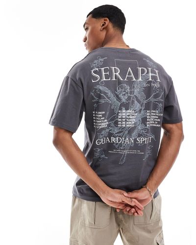 ADPT Camiseta extragrande con estampado "seraph" en la espalda - Gris