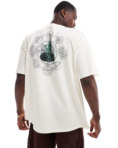 ASOS Camiseta extragrande con estampado en la espalda - Blanco