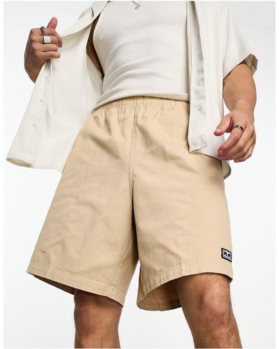 Obey Gemakkelijke Short Van Keperstof - Naturel