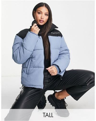 Missguided Colour Block Puffer Jacket - Blue