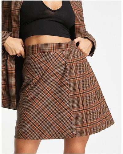 French Connection Pleated Mini Skirt - Brown