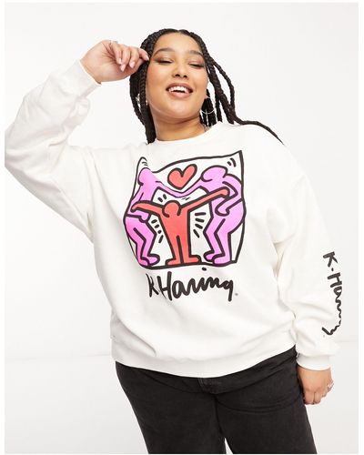 Cotton On Curve - Sweatshirt Met Grafische Keith Haring-print - Wit