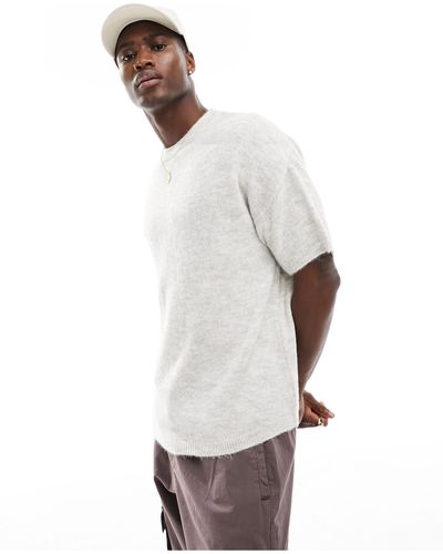 ASOS Relaxed Short Sleeve Lightweight Fluffy T-shirt - Grey