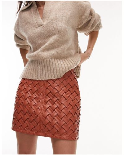 TOPSHOP Premium Weave Mini Skirt - Orange