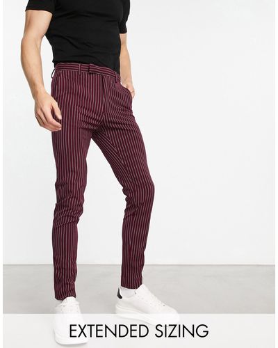 ASOS Pantalon élégant ultra skinny - fines rayures bordeaux - Violet