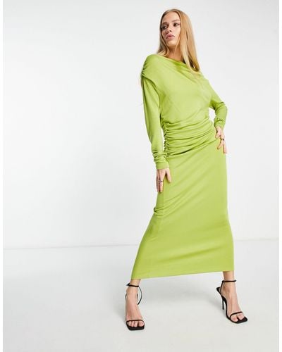 & Other Stories Drape Jersey Midi Dress - Green