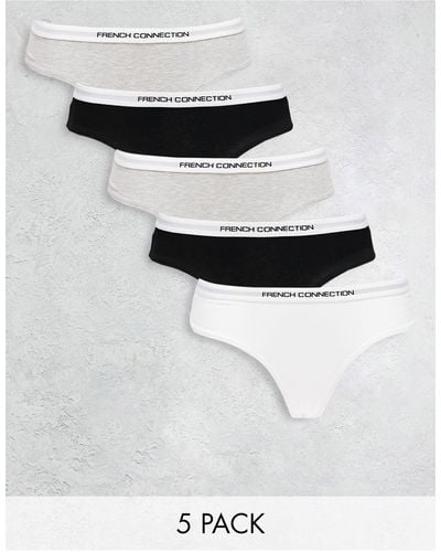 French Connection 5 Pack Thongs - White
