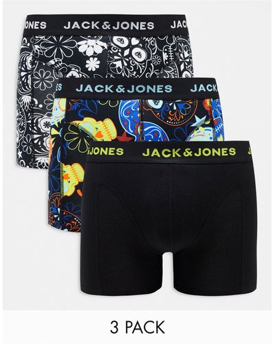 Jack & Jones Lot de 3 boxers à imprimé tête - Noir