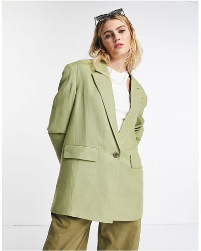 TOPSHOP Relaxed Oversized Single Breasted Blazer - Green