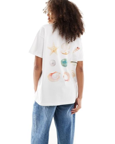 ASOS Camiseta color extragrande con estampado gráfico - Blanco