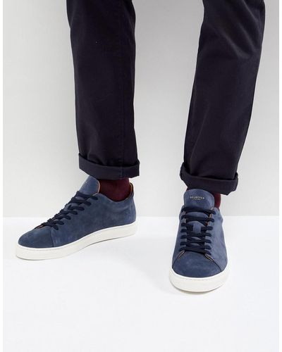 SELECTED Trainers In Navy Suede With White Sole - Blue