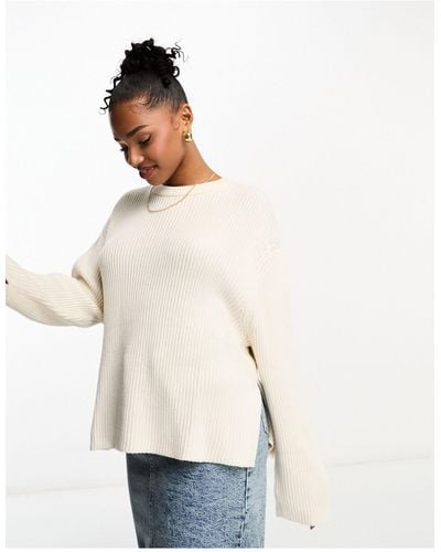 Pull&Bear Oversized Knitted Sweater - White
