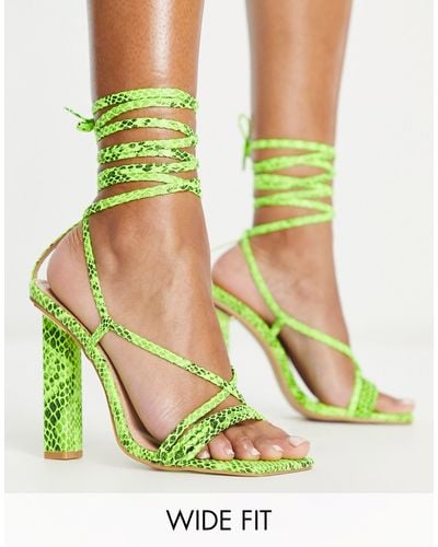 SIMMI Simmi london - frances - sandali con tacco a pianta larga allacciati alla caviglia pitonato - Verde