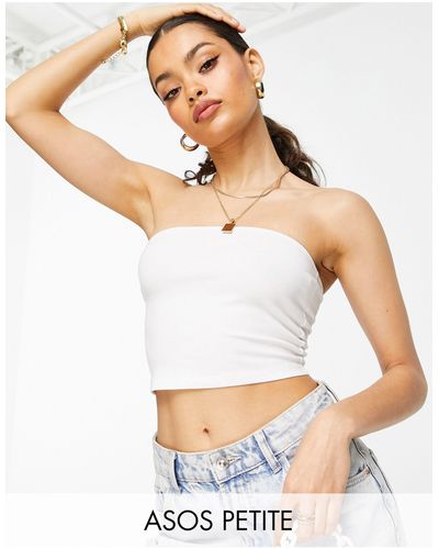 ASOS Top corto con escote palabra - Blanco