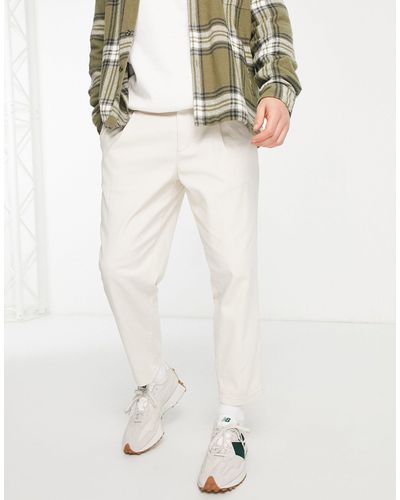 Jack & Jones Intelligence - pantalon chino raccourci coupe ample à pinces - écru - Multicolore