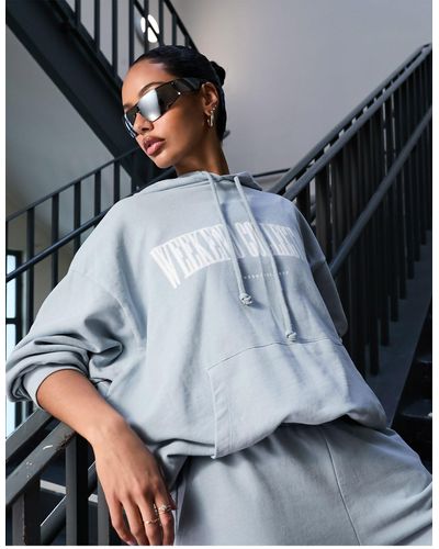 ASOS Co-ord Oversized Hoodie With Varsity Logo - Gray