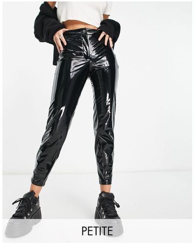 Noisy May Pantalon taille haute en vinyle - Noir