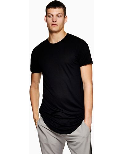 TOPMAN Curved Hem Longline T-shirt - Black