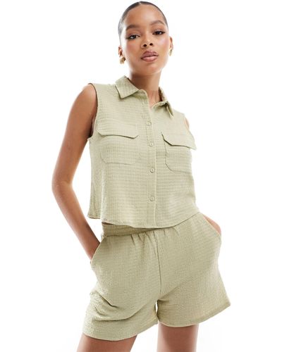 Vero Moda Textured Sleeveless Vest Co-ord - Green