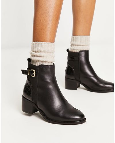 Dune London - Chelsea Boots Met Hak En Gesp - Zwart