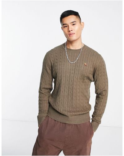 Abercrombie & Fitch Icon Logo Cable Knit Jumper - Brown