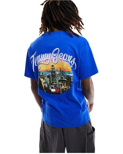 Tommy Hilfiger T-shirt comoda con stampa vintage di città - Blu