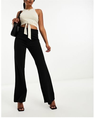 Y.A.S Tailored Zip Front Wide Leg Trousers - Black