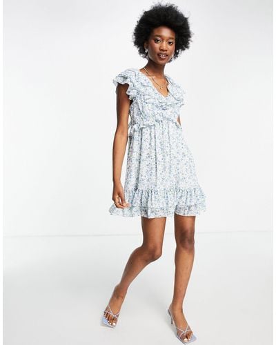 Forever New Frill Shoulder Tiered Mini Dress - Multicolour