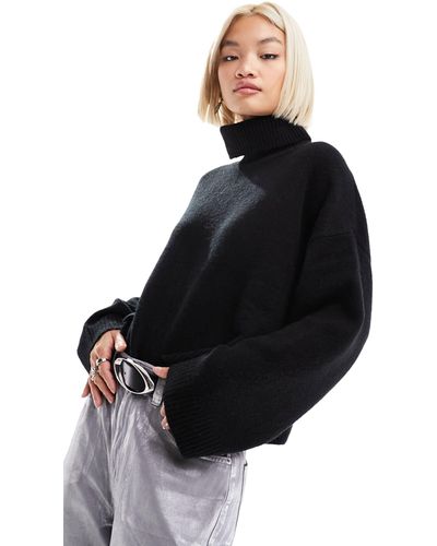 Monki Roll Neck Knitted Sweater - Black