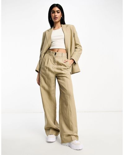 AllSaints Petra Linen Mix Suit Trousers - Natural