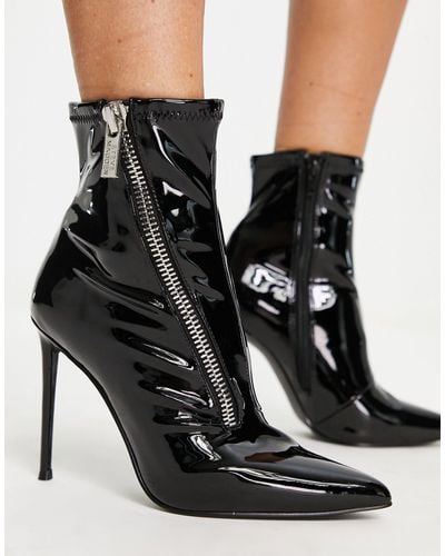 Steve Madden Virtuoso Zip Detail Heeled Boots - Black