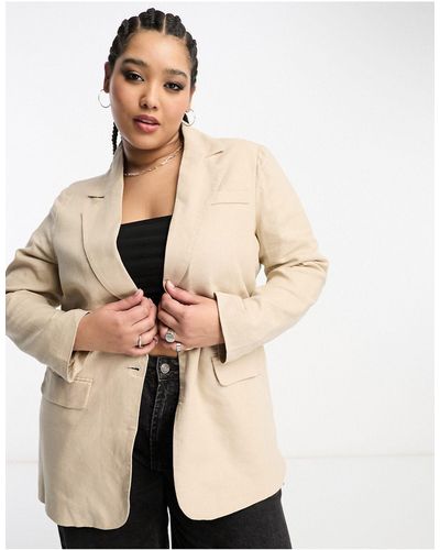 ONLY Blazer oversize en lin - taupe - Noir