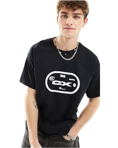 Collusion T-shirt nera a maniche corte con grafica "c" - Nero