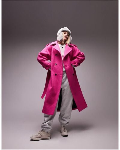 Pink TOPSHOP Coats for Women | Lyst