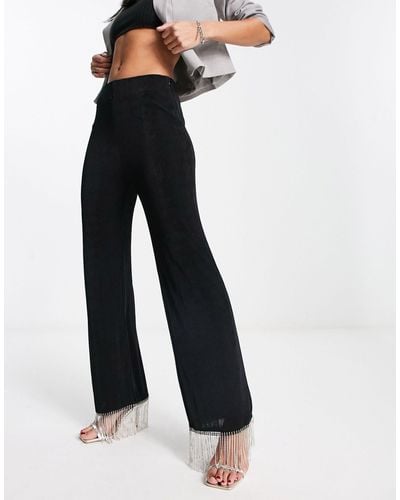 NA-KD X Mimi A.r Trousers With Fringe Detail - Blue