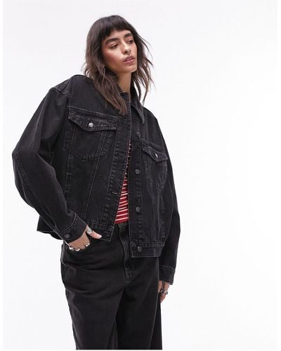 TOPSHOP Oversized Denim Jacket - Black