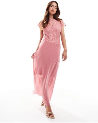 ASOS Lace Cami Slip Midi Dress - Pink