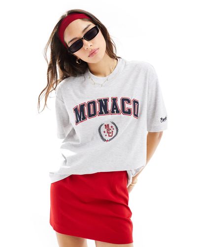 Cotton On Cotton on - t-shirt oversize style universitaire à motif monaco - Rouge