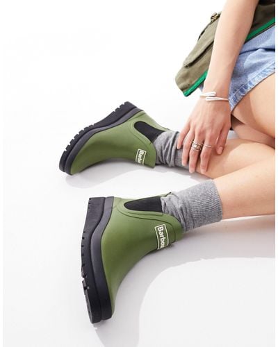 Barbour X Asos Clifton Wedge Chelsea Wellington Boots - Green