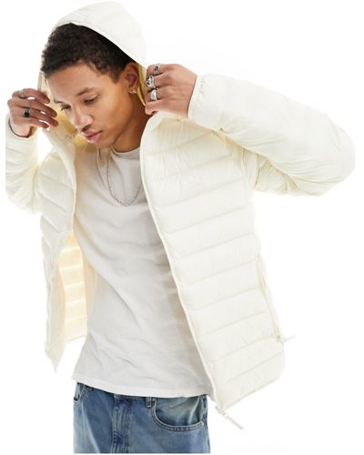 adidas Originals 3 Stripe Padded Hooded Jacket - White