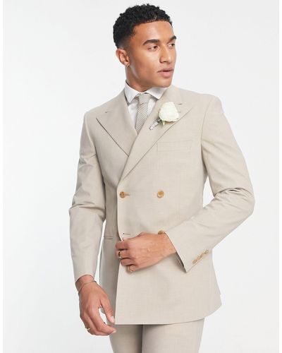 Noak Camden - giacca da abito doppiopetto premium skinny color pietra stretch - Neutro