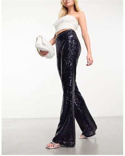 Collective The Label Exclusive Sequin Wide Leg Pants - White