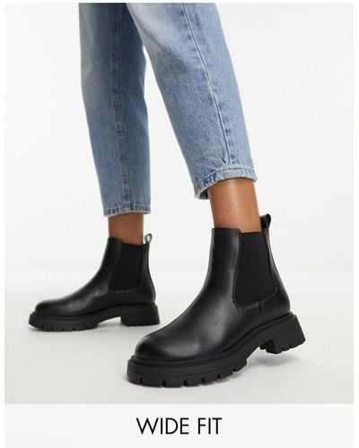 ASOS Wide Fit Adjust Chunky Chelsea Boots - Blue