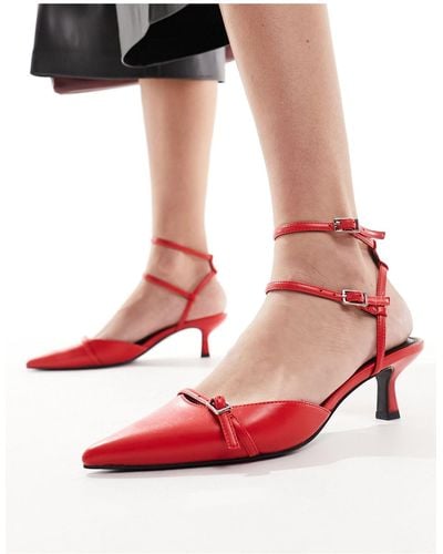 ASOS Salsa Slingback Kitten Heeled Shoes - Red