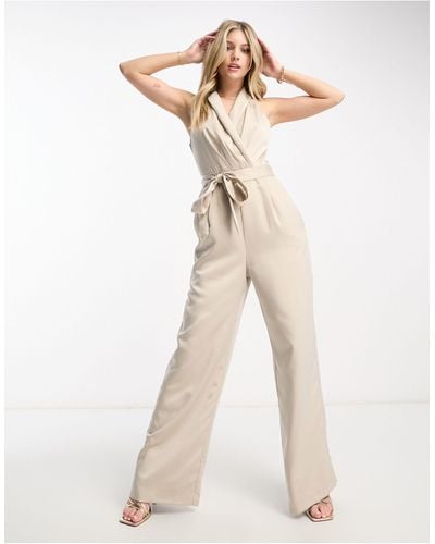 Forever New Sleeveless Jumpsuit With Belt - Natural