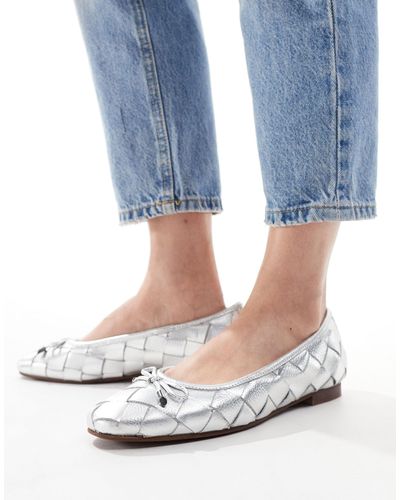 OFF THE HOOK Leather Marble Ballerina Flats - Blue