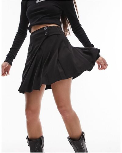 TOPSHOP Pleated Mini Skirt - Black