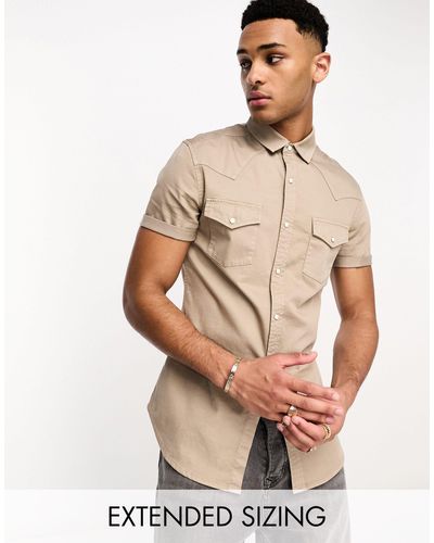 ASOS Skinny Denim Overhemd Met Stretch - Naturel