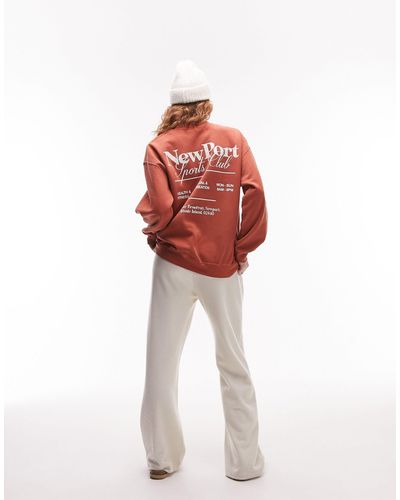 TOPSHOP Sweater Met Grafische 'new Port'-print - Rood