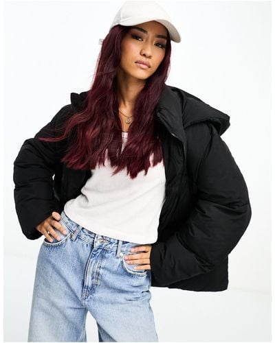 ASOS Mid Length Puffer Coat With Hood - Black